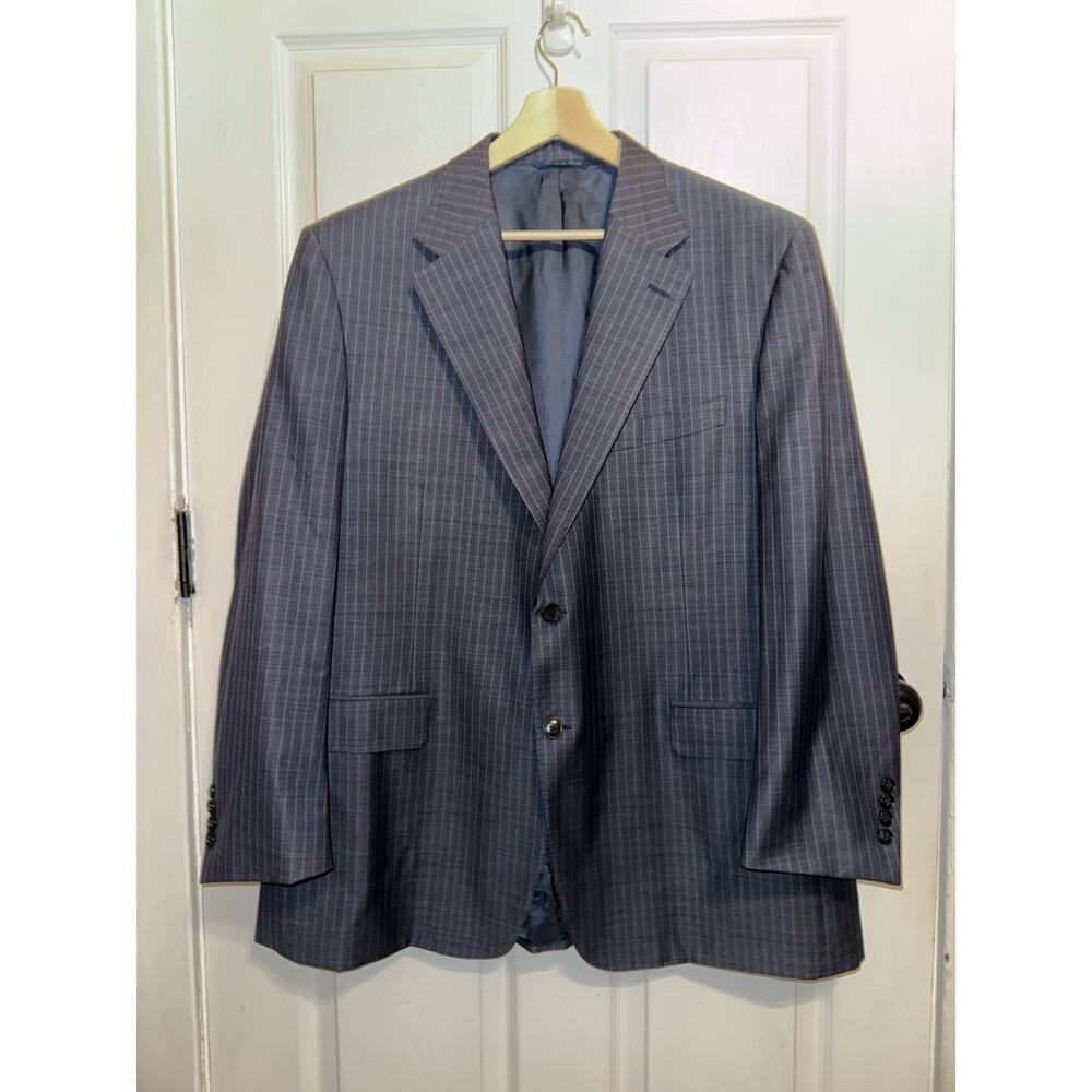 Canali Men’s Sport Coat Pinstripe Navy Blue 100% New Wool Size 42R